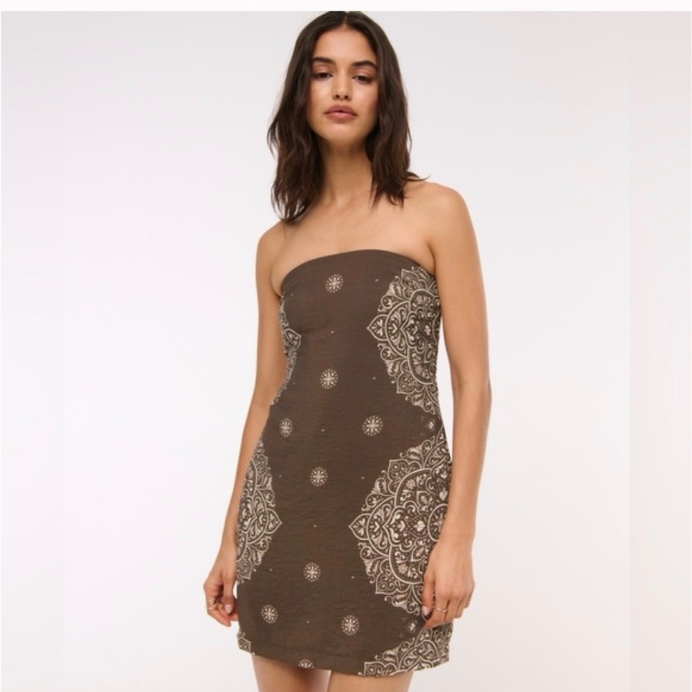 Abercrombie & Fitch Brown Dress with White Pattern - Picture 2 of 9
